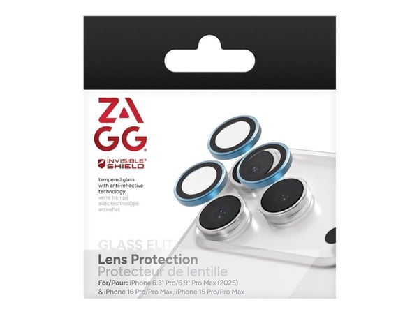 ZAGG InvisibleShield Premium GL - Linsebeskytter for mobiltelefon - blå - for Apple iPhone 15 Pro, 15 Pro Max, 16 Pro, 16 Pro Max