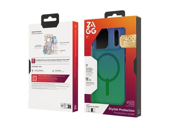ZAGG Milan Snap - Bagsidecover til mobiltelefon - MagSafe-kompatibilitet - grafen - ravn fjeder - Apple iPhone 17 Pro:lle