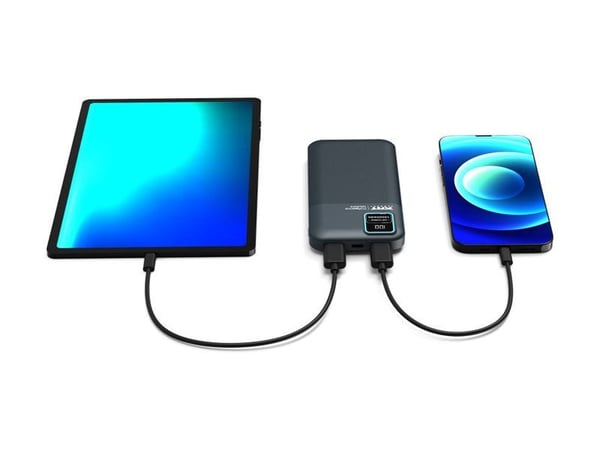PORT Connect - Strømbank - 10000 mAh - 2.1 A - QC - 2 utgangskontakter (2 x USB) - på kabel: USB-A
