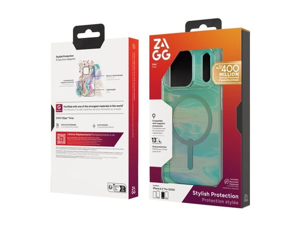 ZAGG Milan Snap - Baksidedeksel for mobiltelefon - MagSafe-samsvar - grafen - iriserende oljesjø - for Apple iPhone 17 Pro