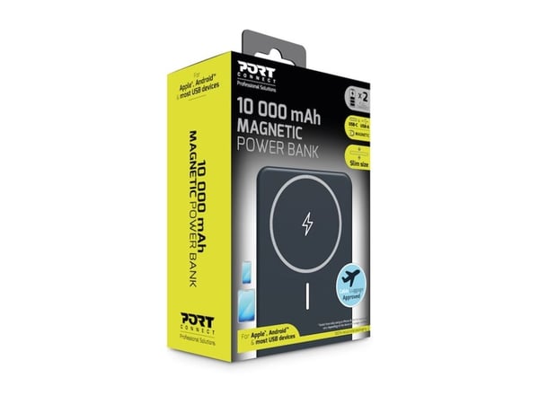 Port Designs 907005, 10000 mAh, Litium polymeeri (LiPo), Power Delivery, Langaton lataaminen, musta