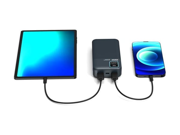 PORT Connect Enduring - Strømbank - 20000 mAh - 74 Wh - 2.1 A - QC - 2 utgangskontakter (2 x USB) - på kabel: USB-A