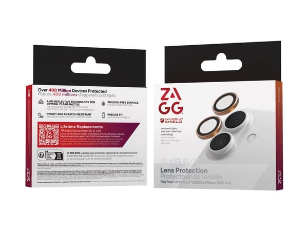 ZAGG InvisibleShield Premium GL - Linsebeskytter for mobiltelefon - oransje - for Apple iPhone 16, 16 Plus, 17