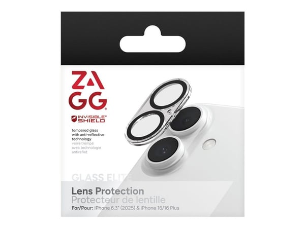 ZAGG InvisibleShield Glass Elite - Linsebeskytter for mobiltelefon - svart - for Apple iPhone 16, 16 Plus, 17