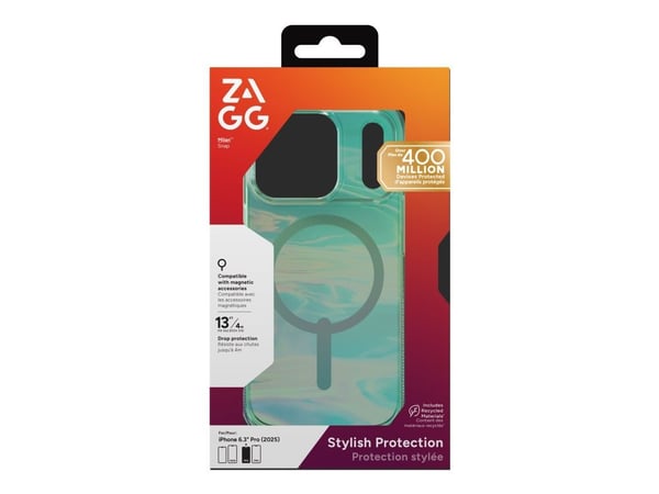 ZAGG Milan Snap - Baksidedeksel for mobiltelefon - MagSafe-samsvar - grafen - iriserende oljesjø - for Apple iPhone 17 Pro