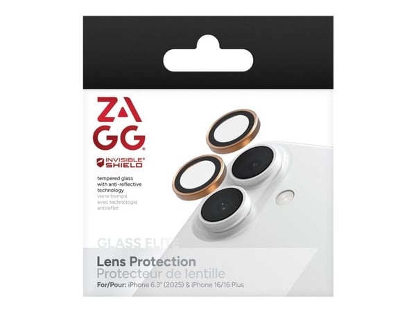 ZAGG InvisibleShield Premium GL - Linsebeskytter for mobiltelefon - oransje - for Apple iPhone 16, 16 Plus, 17