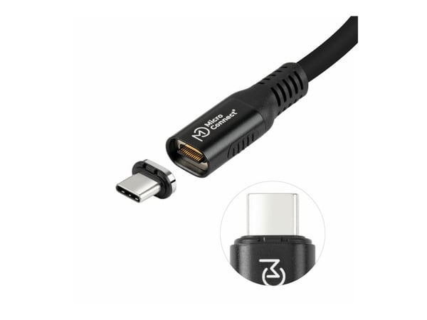 MicroConnect Premium - USB-kabel - 24 pin USB-C (hann) til 24 pin USB-C (hann) avtakbar og magnetisk - USB4 Gen3x2 - 48 V - 5 A - 50 cm - 8K-støtte...