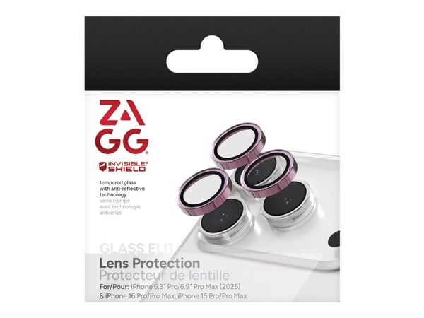 ZAGG InvisibleShield Premium GL - Linsebeskytter for mobiltelefon - rosa - for Apple iPhone 15 Pro, 15 Pro Max, 16 Pro, 16 Pro Max, 17 Pro, 17 Pro Max
