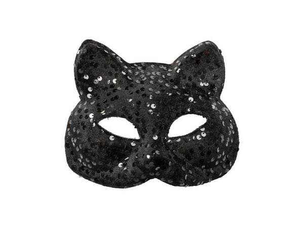 Sort kat pailletmaske