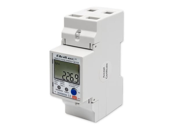 Qoltec yksivaiheinen elektroninen energiamittari | DIN-kisko | 230V | LCD | Wi-fi Qoltec yksivaiheinen elektroninen energiamittari | DIN-kisko | 230V | LCD | Wi-fi