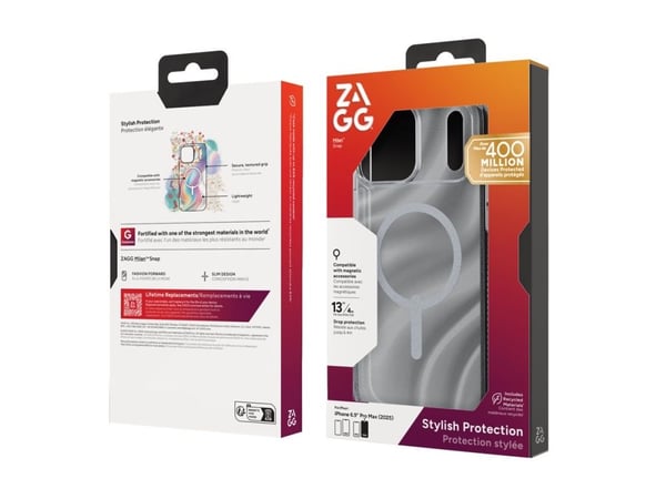 ZAGG Milan Snap - Baksidedeksel for mobiltelefon - MagSafe-samsvar - grafen - snurr glitter - for Apple iPhone 17 Pro Max