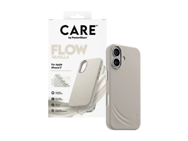 PanzerGlass CARE™ by ® Flow Case Vanilla w. MagSafe iPhone 17, Suojus, Apple, Apple - iPhone 17, 16 cm (6.3"), Beige