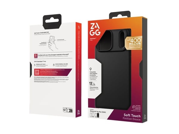 ZAGG Manhattan Snap - Baksidesskydd för mobiltelefon - MagSafe-kompatibilitet - silikon - svart - för Apple iPhone 17 Pro Max