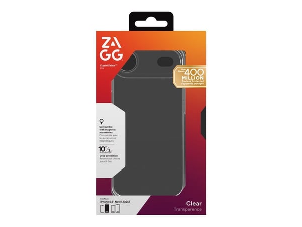 ZAGG Crystal Palace Lite, Suojus, Apple, iPhone 17 Air, 16,5 cm (6.5"), Läpinäkyvä