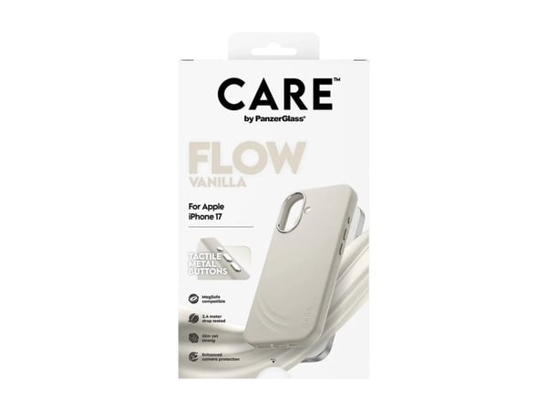 PanzerGlass CARE™ by ® Flow Case Vanilla w. MagSafe iPhone 17, Suojus, Apple, Apple - iPhone 17, 16 cm (6.3"), Beige