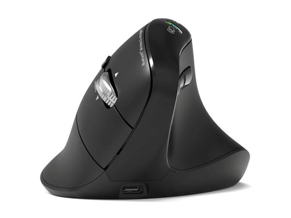 PORT - Mus - ergonomisk - optisk - 6 knapper - trådløs - 2.4 GHz, Bluetooth - USB trådløs mottaker - svart
