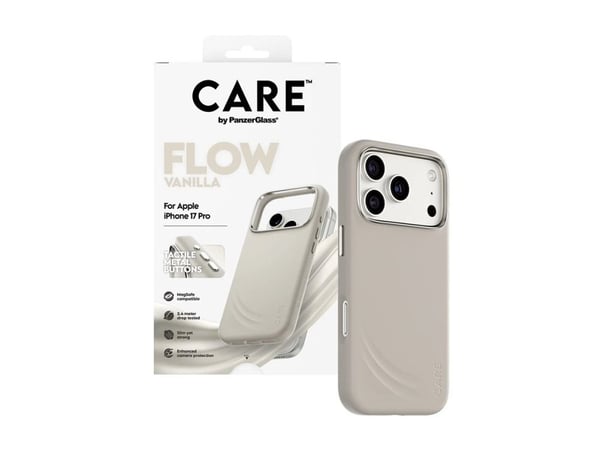 PanzerGlass CARE™ by ® Flow Case Vanilla w. MagSafe iPhone 17 Pro, Suojus, Apple, Apple - iPhone 17 Pro, 16 cm (6.3"), Beige