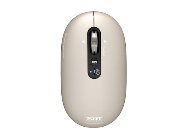 PORT Connect PURE COLOR - Mus - ladbar - høyre- og venstrehåndet - optisk - 5 knapper - trådløs - Bluetooth - perle