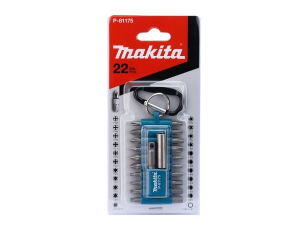 Makita - Spissett for skrutrekker - 22 deler - phillips, pozidriv, torx, hex - lengde: 25 mm