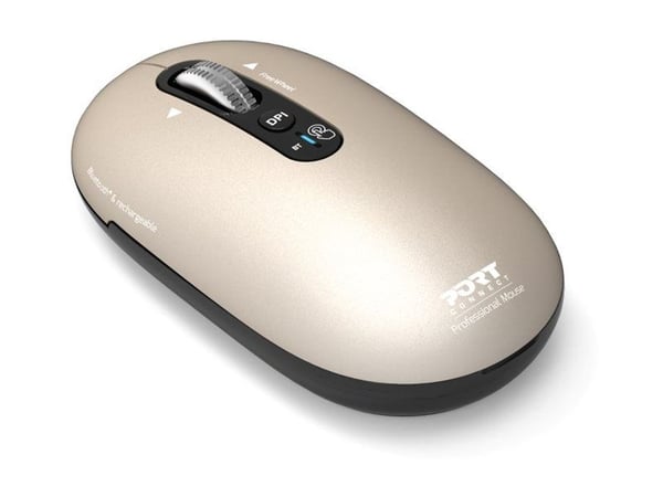 PORT Connect PURE COLOR - Mus - ladbar - høyre- og venstrehåndet - optisk - 5 knapper - trådløs - Bluetooth - perle