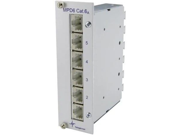 Telegärtner 100006991 6-ports nettverkspatchpanel CAT 6A 3U med kontakter