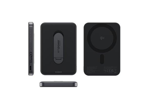 PanzerGlass empower™ by ® empower™ Bank w. Spin Stand | 5000mAh | Space Black, Svart