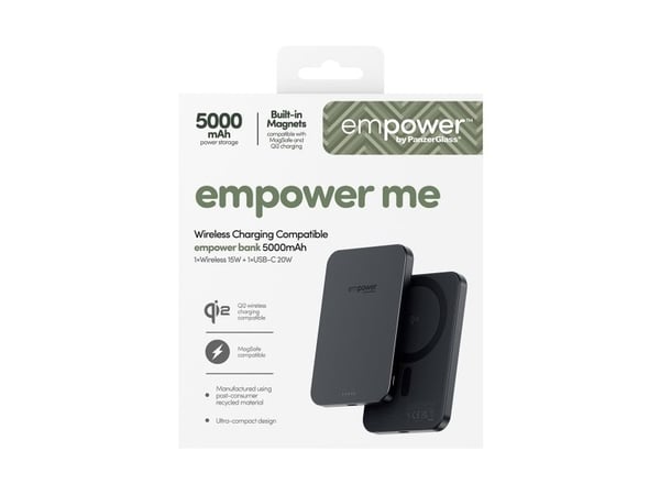 PanzerGlass empower™ by ® empower™ Bank | 5000mAh | Space Black, Svart