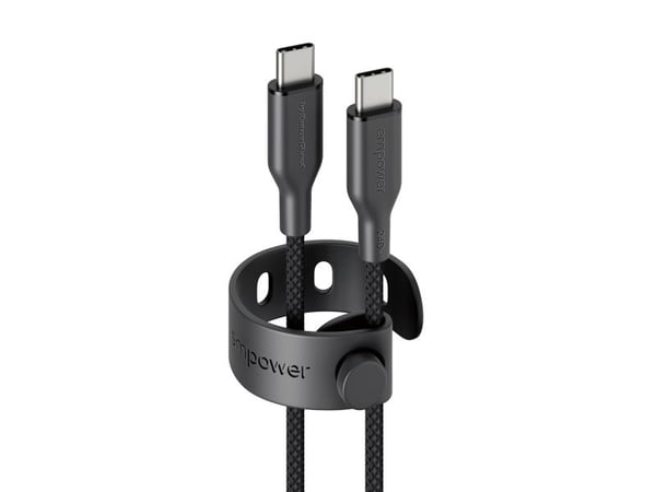 empower by PanzerGlass - USB-kabel - USB-C (hann) til USB-C (hann) - USB 2.0 - 48 V - 5 A - 1.2 m - Hurtiglading opptil 240W - romsvart