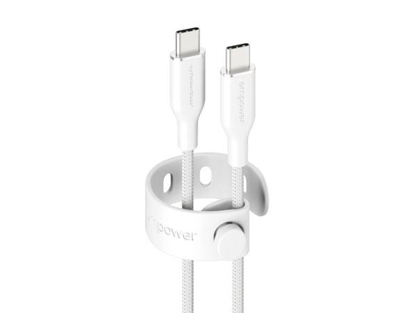 empower by PanzerGlass - USB-kabel - USB-C (hann) til USB-C (hann) - USB 2.0 - 20 V - 3 A - 1.2 m - Hurtiglading opptil 60W - sølvhvit