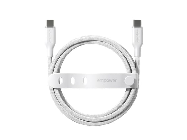 empower by PanzerGlass - USB-kabel - USB-C (hann) til USB-C (hann) - USB 2.0 - 20 V - 3 A - 1.2 m - Hurtiglading opptil 60W - sølvhvit