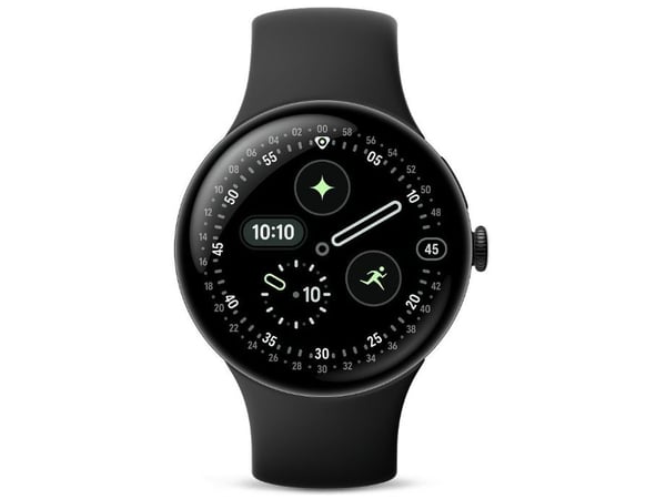 Google Pixel Watch 4 - 45 mm - mattsvart aluminium - smart klocka med aktivt band - fluoroelastomer med mjukt beröringsskikt - obsidian - bandstorl...