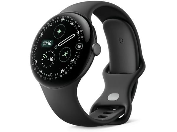 Google Pixel Watch 4 - 45 mm - mattsvart aluminium - smart klocka med aktivt band - fluoroelastomer med mjukt beröringsskikt - obsidian - bandstorl...