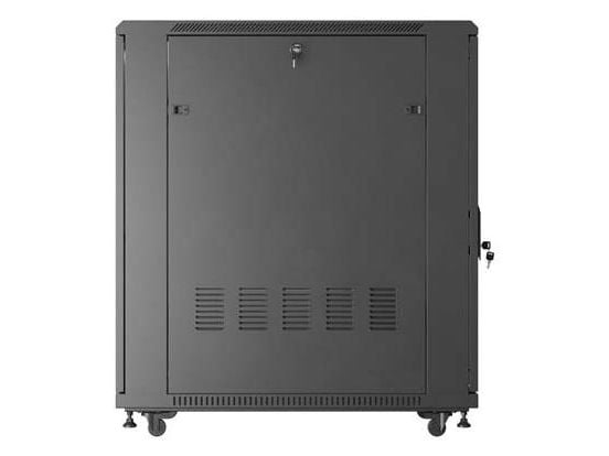 Lanberg FF01 series - Rack skåp - 600 x 1000, platt paket, med glasdörr - med 6 kylfläktar - fristående - svart, RAL 9004 - 22U - 19"