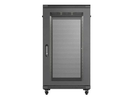 Lanberg FF01 series - Rack skap - 600 x 1000, flat pack, with glass door - med 6 kjølevifter - fritt stående - svart, RAL 9004 - 22U - 19"