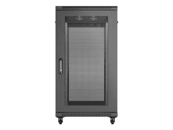 Lanberg FF01 series - Rack skap - 600 x 1200, flat pack, with glass door - med 6 kjølevifter - fritt stående - svart, RAL 9004 - 22U - 19"