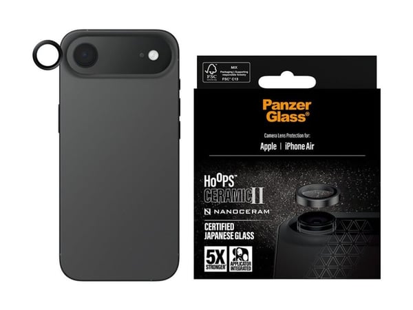 PanzerGlass ® Hoops® Ceramic II Camera Lens Protector iPhone Air, Apple, Apple - iPhone Air, Asennus kuivana, Naarmuuntumisenkestävä, Iskunkestävä,...