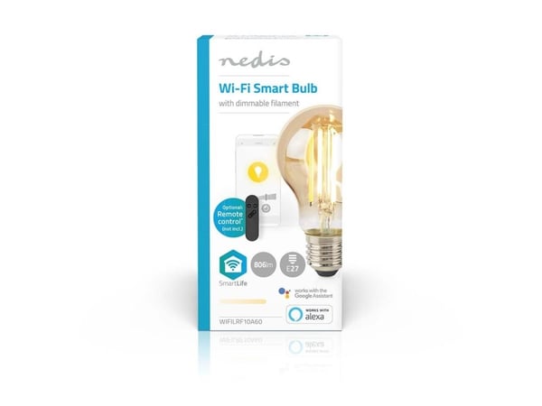 Nedis SmartLife LED-lampa, E27, varmvitt, Wi-Fi, 806 lm