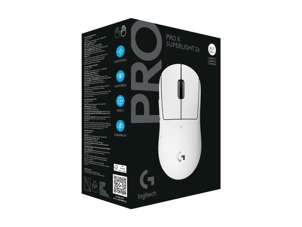 Logitech G PRO X SUPERLIGHT 2C - Mus - 5 knapper - trådløs, kablet - 2.4 GHz, USB - hvit