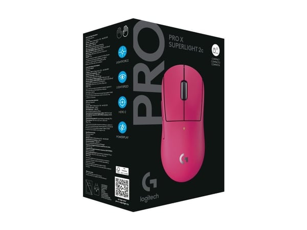 Logitech G PRO X SUPERLIGHT 2C - Mus - 5 knapper - trådløs, kablet - 2.4 GHz, USB - rosa