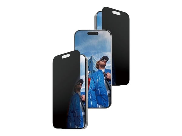 PanzerGlass - Skjermbeskyttelse for mobiltelefon - ultra-bred passform med FASTFIT IN-A-BOX - glass - med personvernsfilter - 2-veis - rammefarge s...