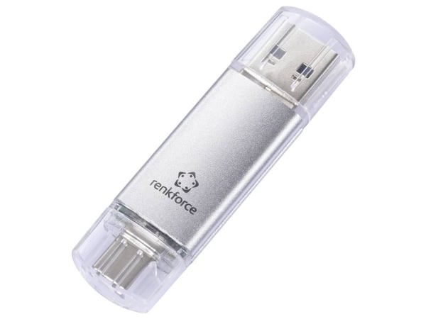 Renkforce RF-USBOS-220 USB-muistitikku 32 Gt hopea RF-6684362 USB-A, USB-C®