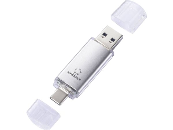 Renkforce RF-USBOS-220 USB-muistitikku 32 Gt hopea RF-6684362 USB-A, USB-C®