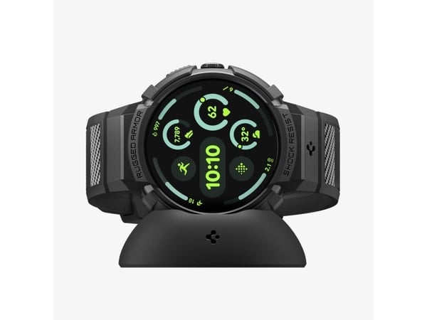 Spigen Rugged Armor Pro + Stand, Watch case, Google, Pixel Watch 4 (41mm) Case, Termoplastisk polyuretan (TPU), Sort, 1 stykker