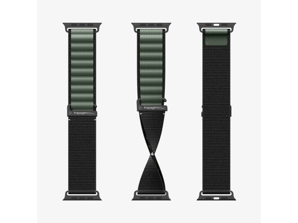 Spigen WBF1-rem til Apple Watch 6/7/8/9/10/11/SE/SE 3/Ultra 1/Ultra 2/Ultra 3 44/45/46/49 mm svart/grønn