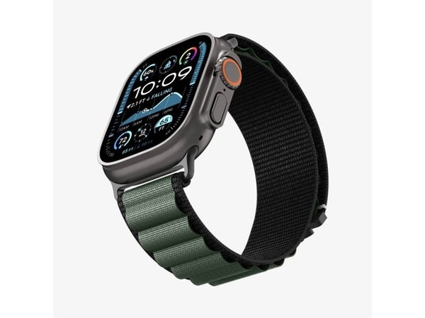 Spigen WBF1-rem til Apple Watch 6/7/8/9/10/11/SE/SE 3/Ultra 1/Ultra 2/Ultra 3 44/45/46/49 mm svart/grønn