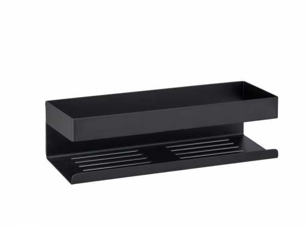 Rustfri stål væghylde mat sort 30 x 10,5 x 8 cm - Monteres nemt uden boring med Turbo-Loc® systemet – stærk og holdbar klæbepude