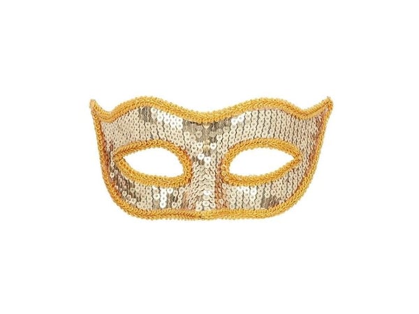 Halvmask med guldpaljetter
