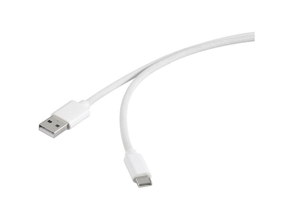 Renkforce RF-6437922, 1 m, USB C, USB A, USB 2.0, 0,48 Gbit/s, Valkoinen