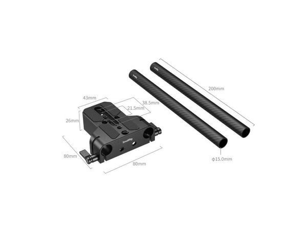 SmallRig 5609, Monteringsplate, Sort, Karbonfiber, Silikon, 1/4, 3/8", 106 mm, 26 mm