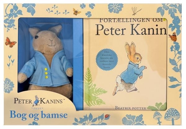 Peter Kanin presentask med bok och nalle | Beatrix Potter | Språk: Danska